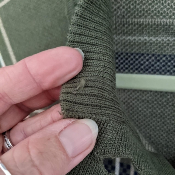 Olive Plaid Knit Button Cape by Hot in Hollywood - Picture 7 of 9